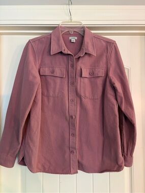 L.L. Bean Dusty Rose Button-Front Casual Shirt Jacket